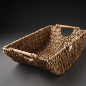  Brown Handcrafted Organic Water Hyacinth Multipurpose Boat Basket 