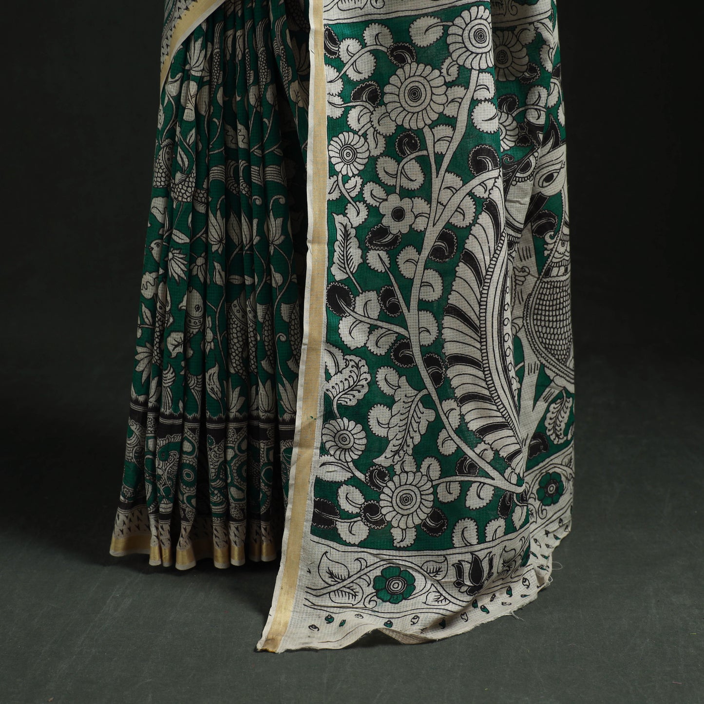 Kota Doria Cotton Printed Kalamkari Saree 08