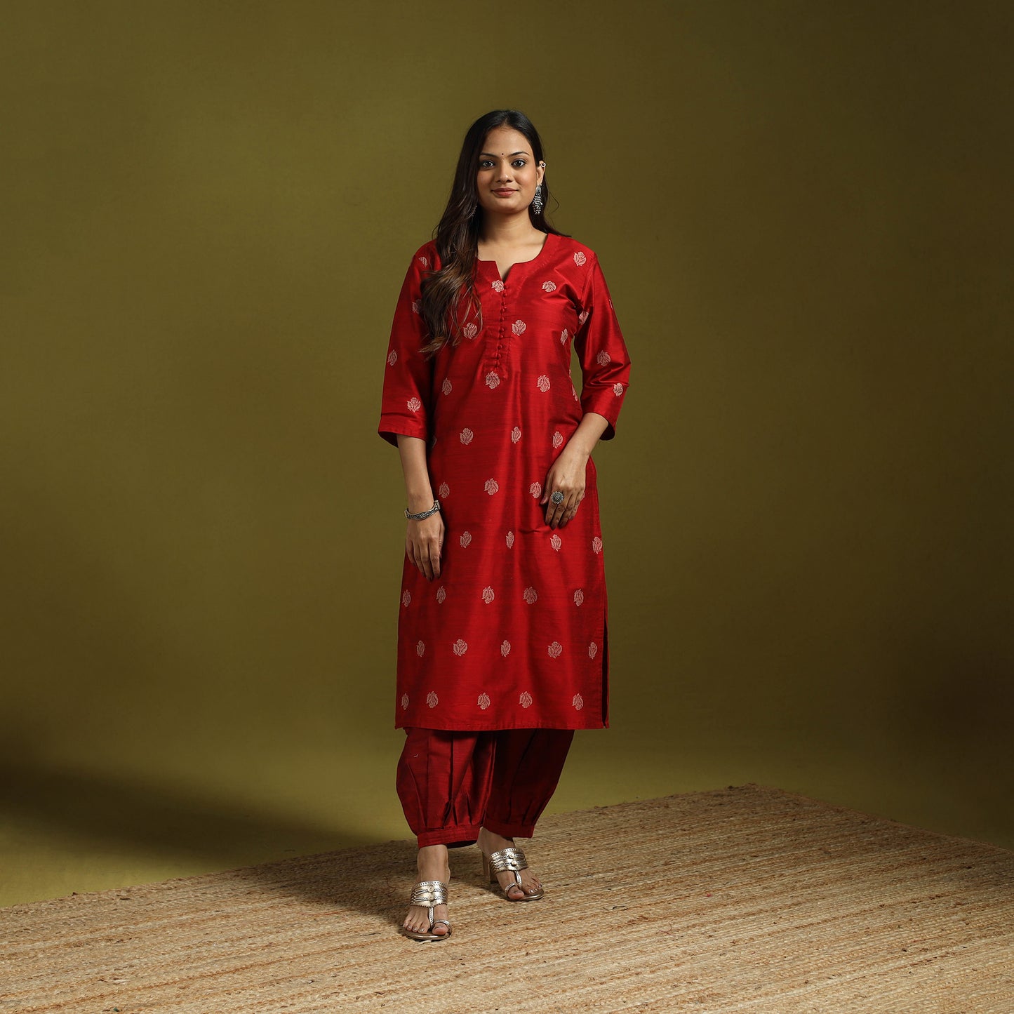 Spun Dupion Viscose Silk Thread Buti 2pc Kurta Set for women 04