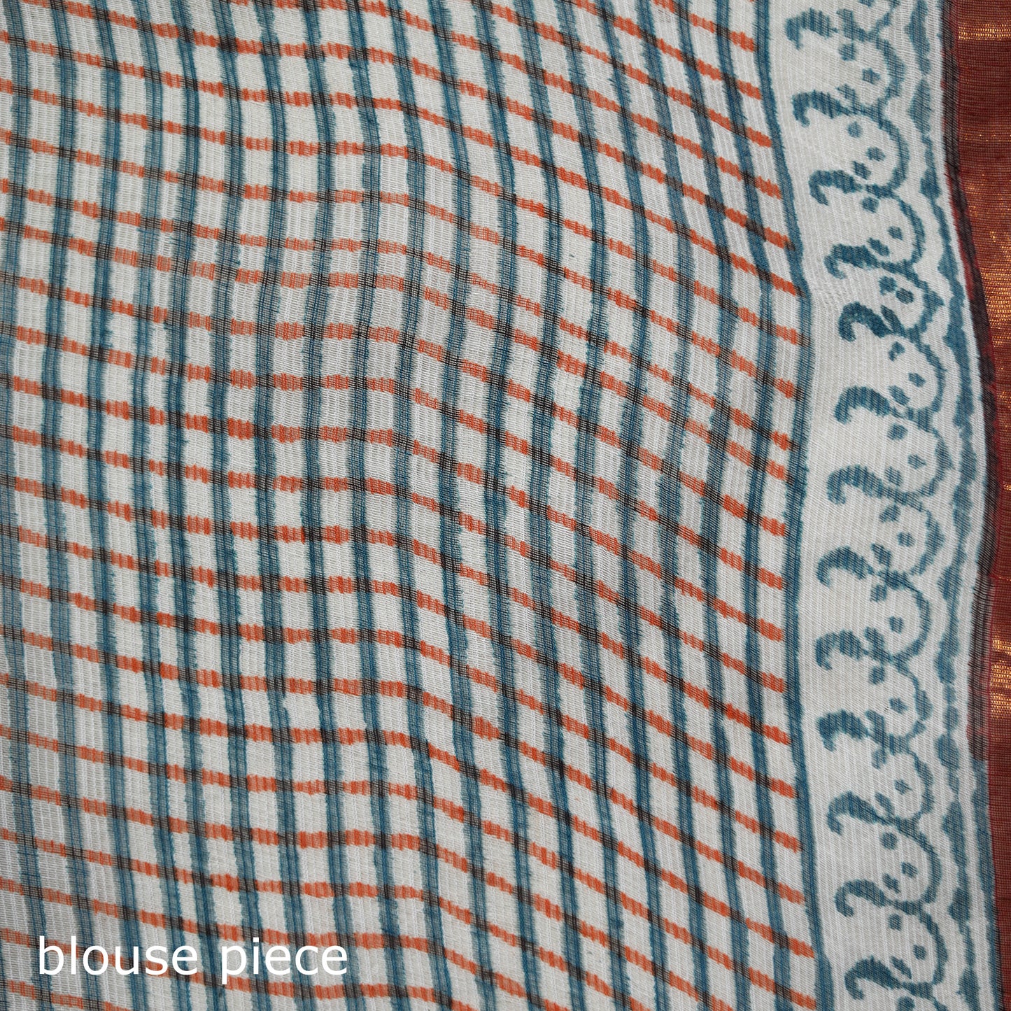 Multicolor - Sanganeri Hand Block Print Kota Doria Cotton Saree 12