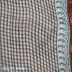 Multicolor - Sanganeri Hand Block Print Kota Doria Cotton Saree 12