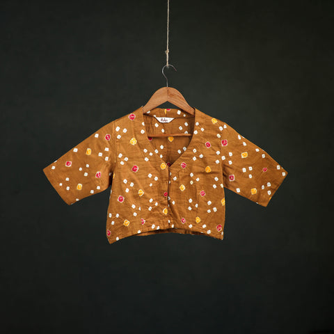Yellow - Bandhani Tie-Dye Cotton Readymade Blouse 07