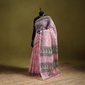 Pink - Sanganeri Hand Block Print Kota Doria Cotton Saree 13