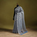 Blue - Sanganeri Hand Block Print Kota Doria Cotton Saree 15