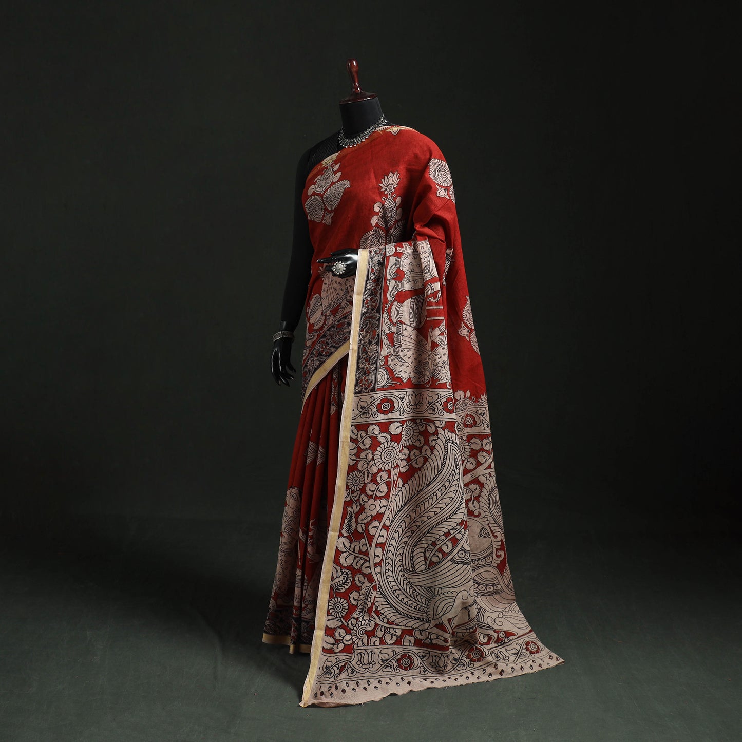 Kota Doria Cotton Printed Kalamkari Saree 11