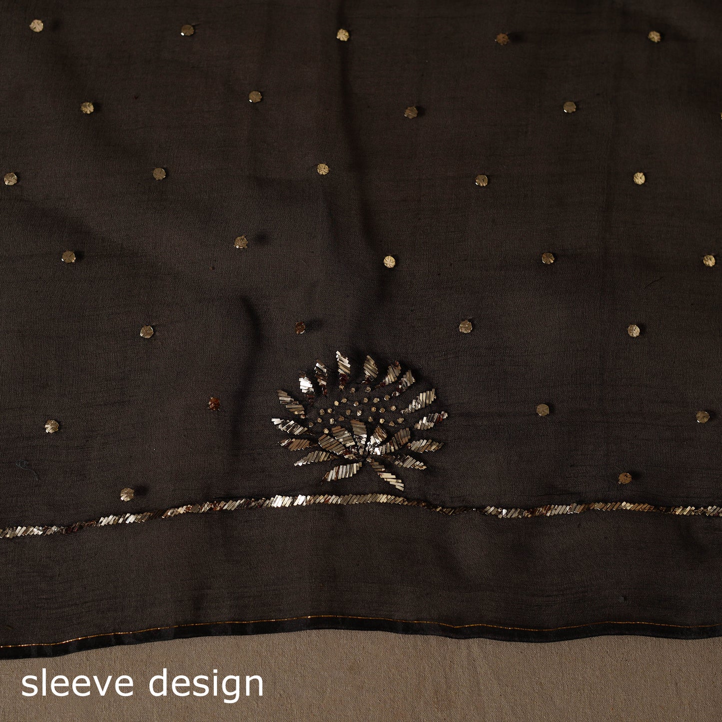 Black - 2pc organza silk unstitched mukaish handwork dress