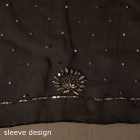 Black - 2pc organza silk unstitched mukaish handwork dress