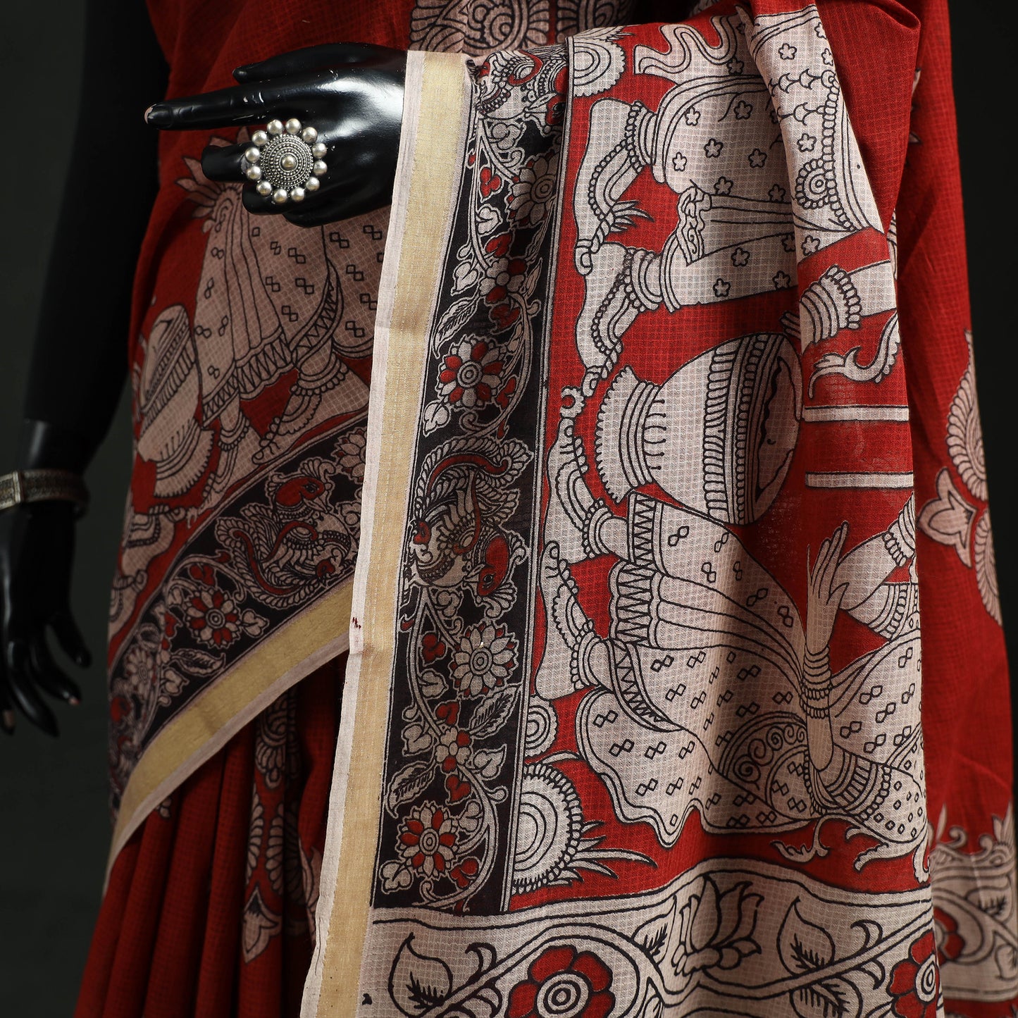 Kota Doria Cotton Printed Kalamkari Saree 11