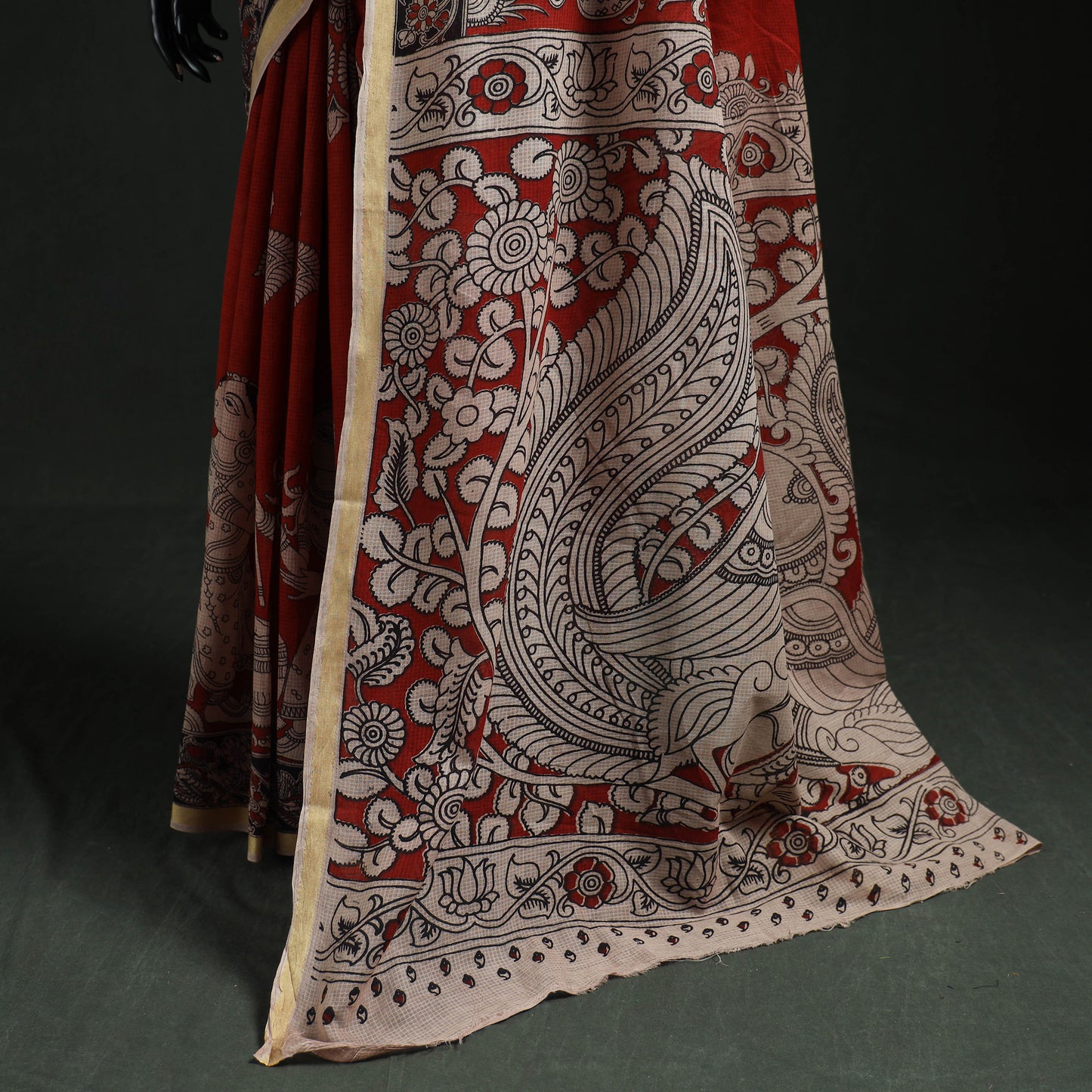 Kota Doria Cotton Printed Kalamkari Saree 11