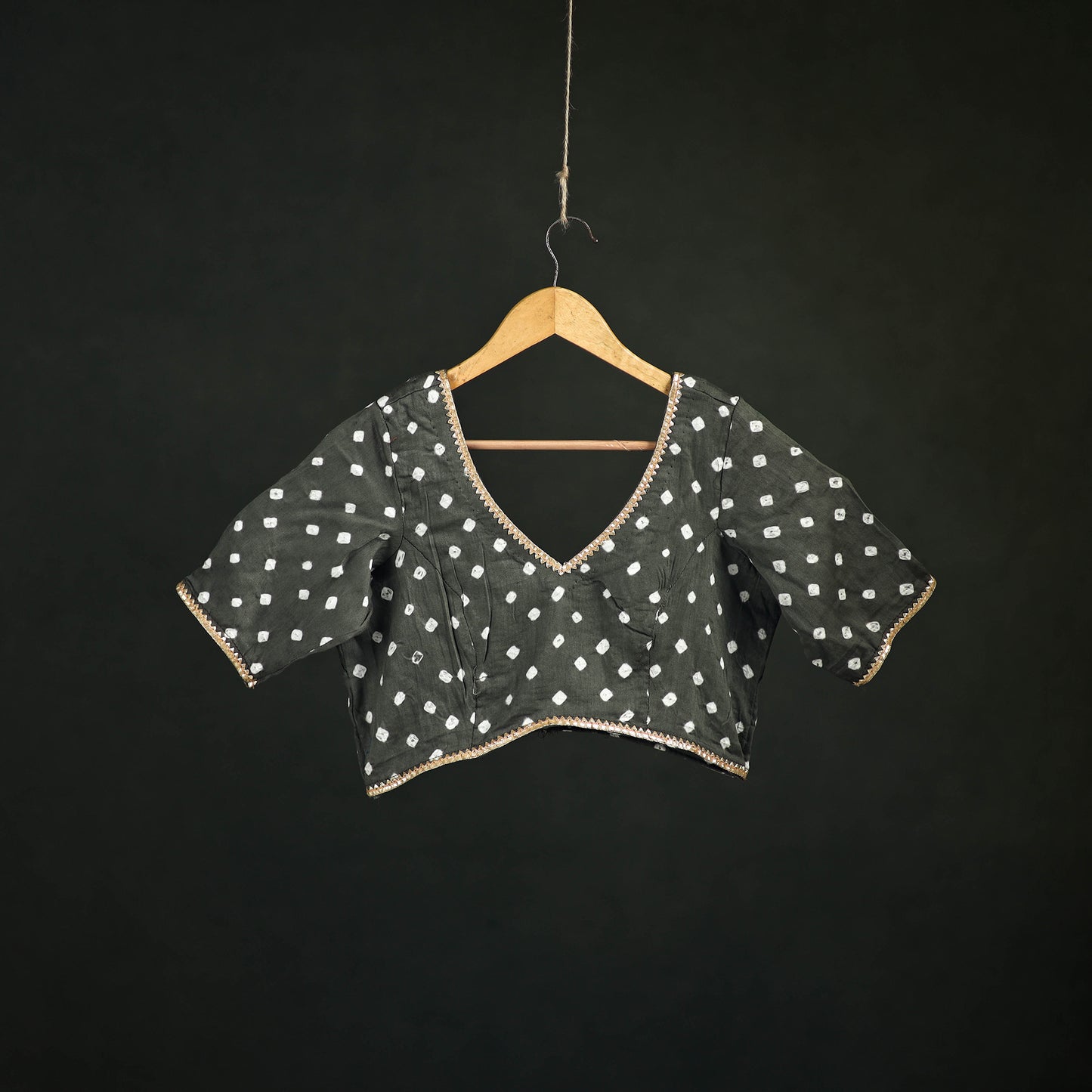 Bandhani Tie-Dye Cotton Readymade Blouse with Gota Work 04