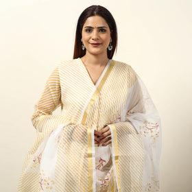Buy Leheriya Printed Kota Doria Kurta with Palazzo & Dupatta Set 16 Online at iTokri.com