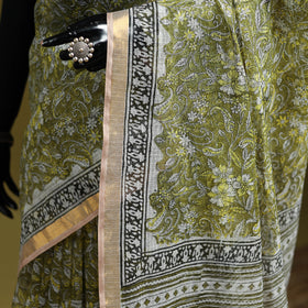 Green - Sanganeri Hand Block Print Kota Doria Cotton Saree 16