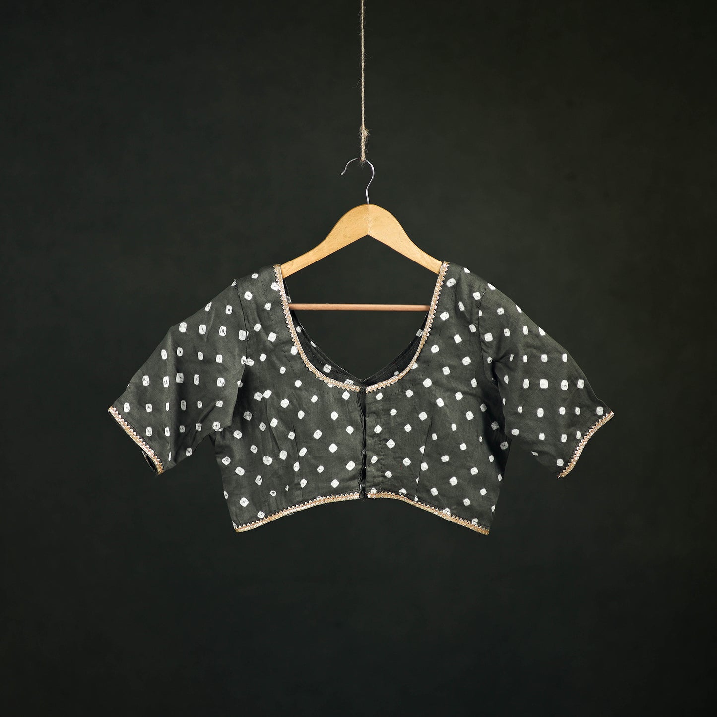 Bandhani Tie-Dye Cotton Readymade Blouse with Gota Work 04