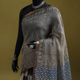 Multicolor - Bagru Hand Block Print Kota Doria Cotton Saree 17