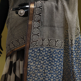 Multicolor - Bagru Hand Block Print Kota Doria Cotton Saree 17