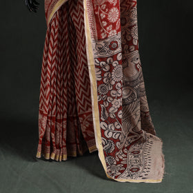 Kota Doria Cotton Printed Kalamkari Saree 12