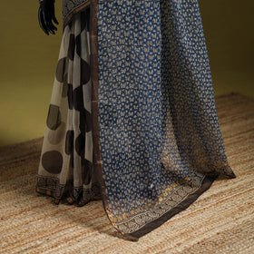Multicolor - Bagru Hand Block Print Kota Doria Cotton Saree 17