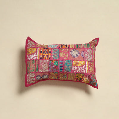 Khambadiya Patchwork Hand Embroidered Pillow Cover 05
