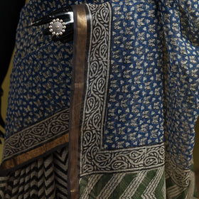Multicolor - Bagru Hand Block Print Kota Doria Cotton Saree 18