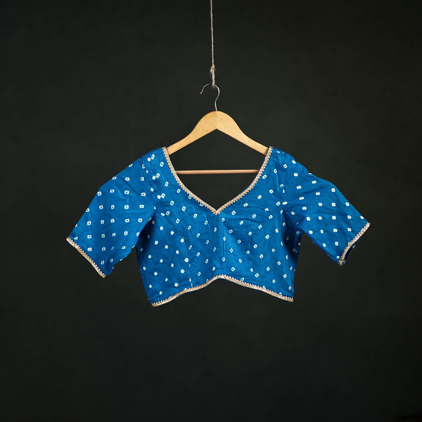 Bandhani Tie-Dye Cotton Readymade Blouse with Gota Work 03