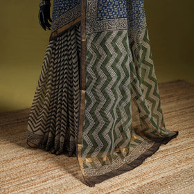 Multicolor - Bagru Hand Block Print Kota Doria Cotton Saree 18
