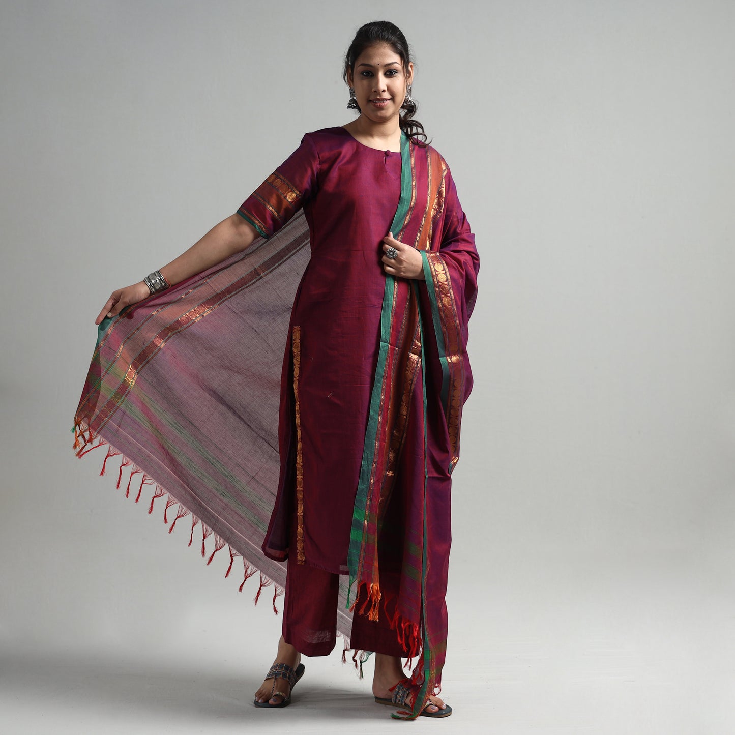 Dharwad Cotton Kurta with Palazzo & Dupatta Set