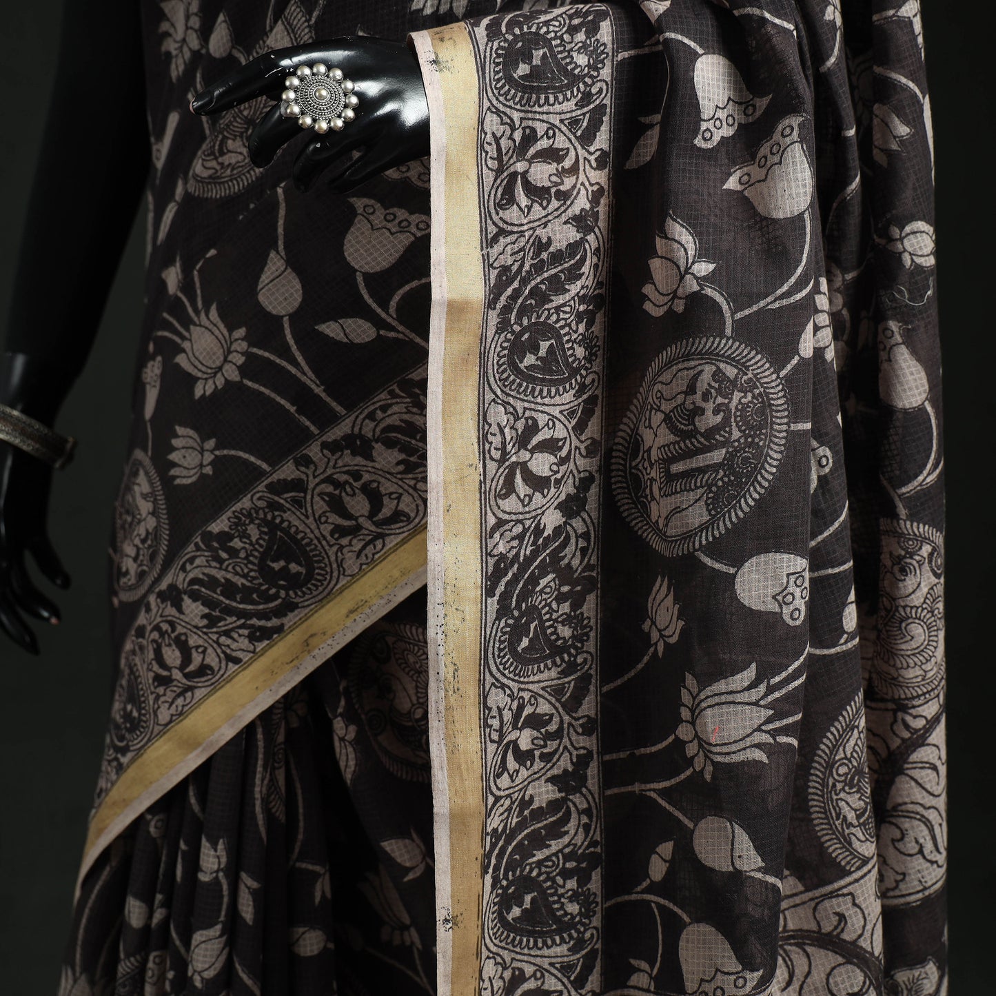 Kota Doria Cotton Printed Kalamkari Saree 13