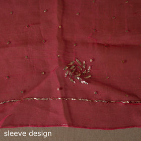 Pink - 2pc organza silk unstitched mukaish handwork dress