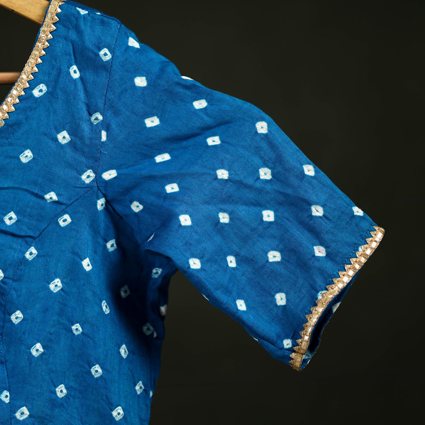 Bandhani Tie-Dye Cotton Readymade Blouse with Gota Work 03