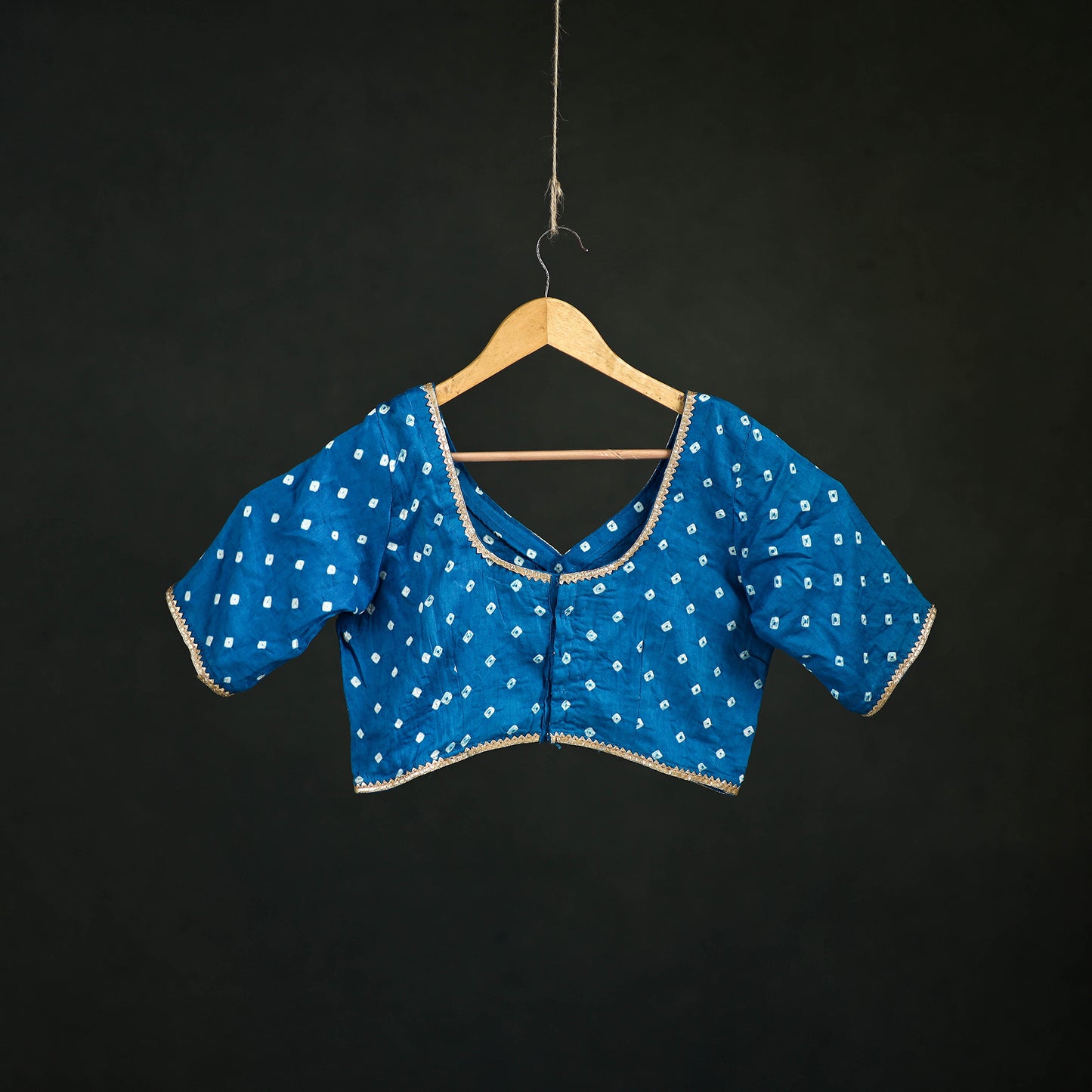Bandhani Tie-Dye Cotton Readymade Blouse with Gota Work 03