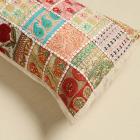 Khambadiya Patchwork Hand Embroidered Pillow Cover 06