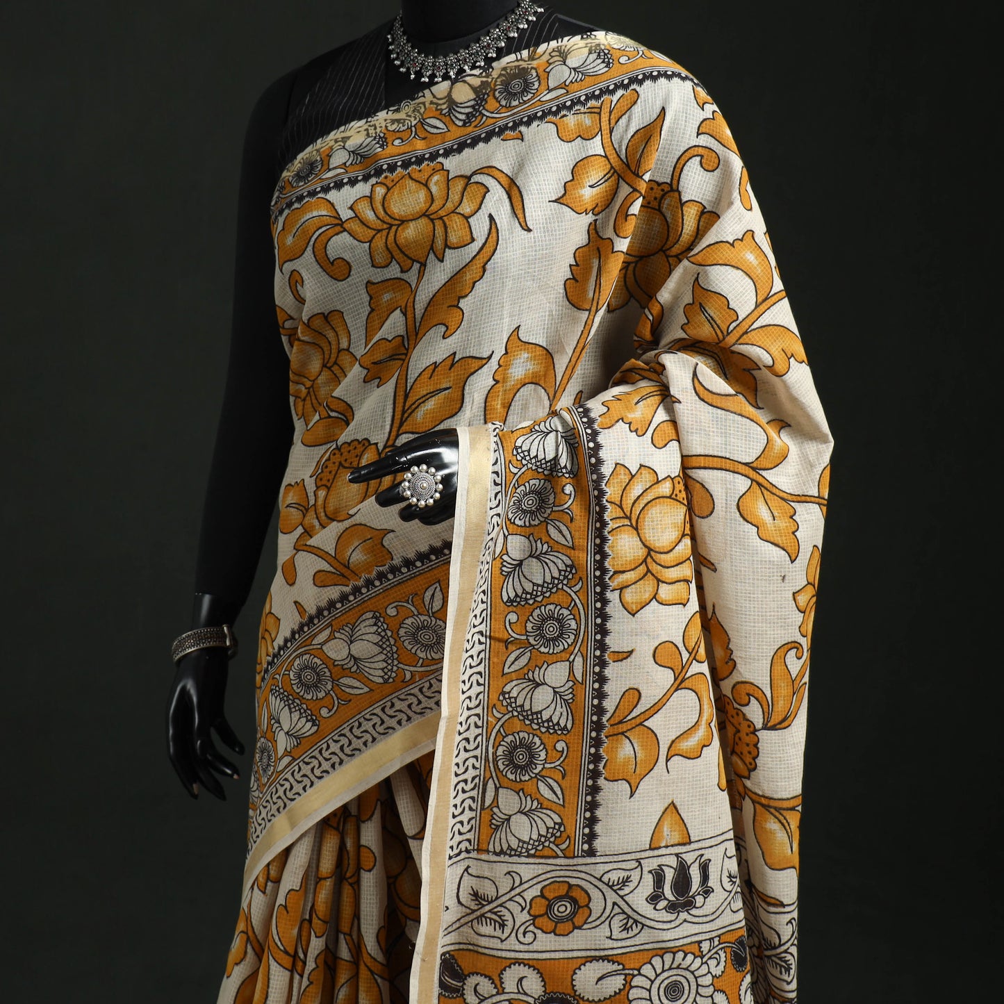 Kota Doria Cotton Printed Kalamkari Saree 14