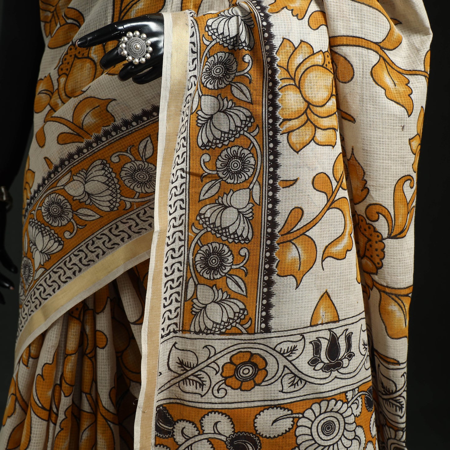 Kota Doria Cotton Printed Kalamkari Saree 14