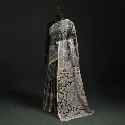 Kota Doria Cotton Printed Kalamkari Saree 15