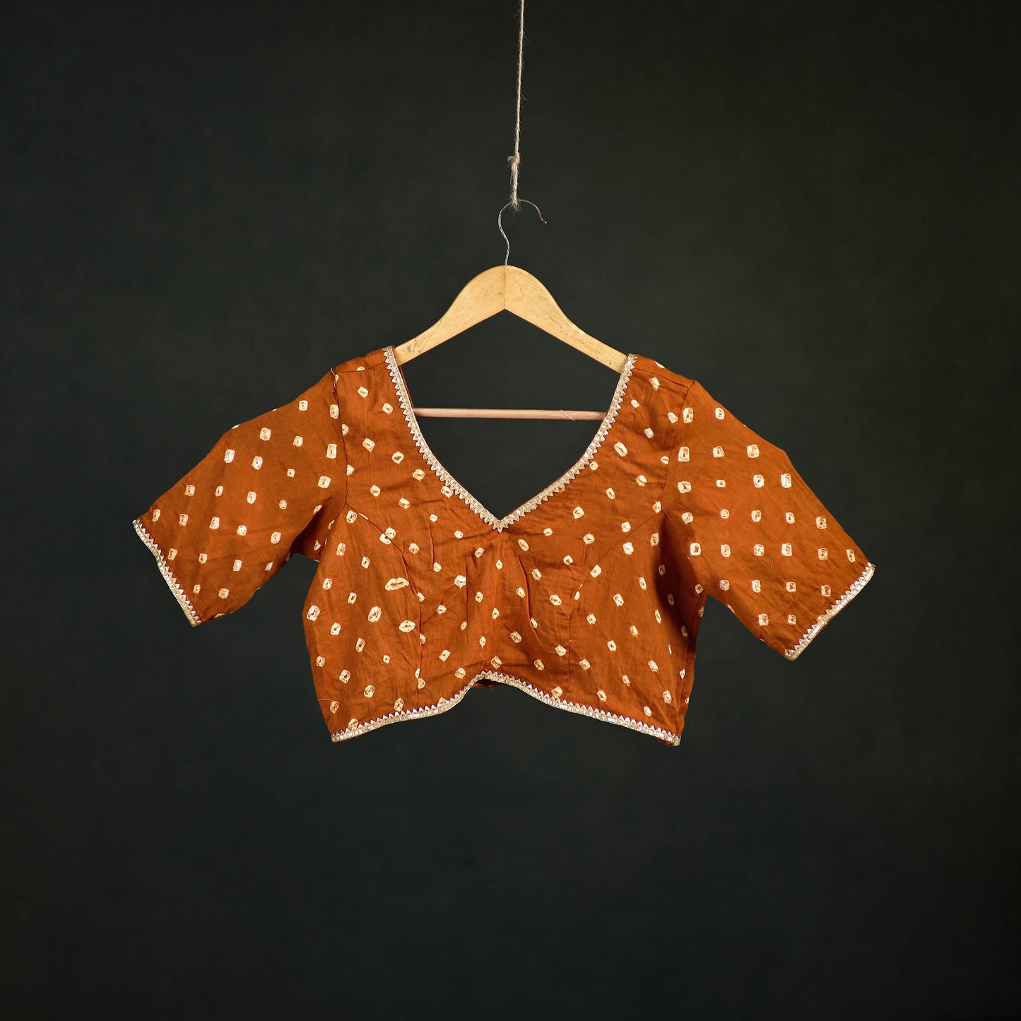 Bandhani Tie-Dye Cotton Readymade Blouse with Gota Work 05