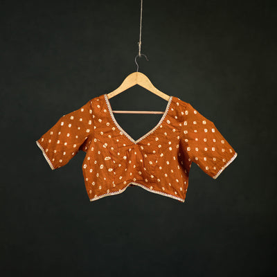 Bandhani Tie-Dye Cotton Readymade Blouse with Gota Work 05