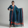 Teal Green - Dharwad Cotton Kurta with Palazzo & Dupatta Set