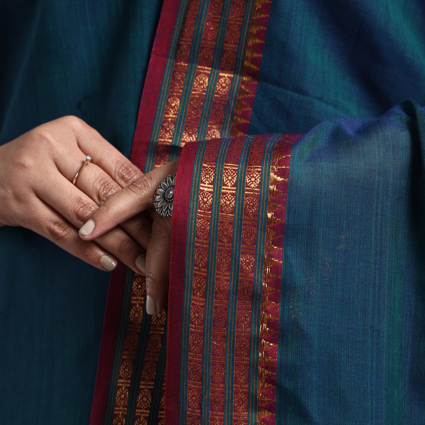Teal Green - Dharwad Cotton Kurta with Palazzo & Dupatta Set