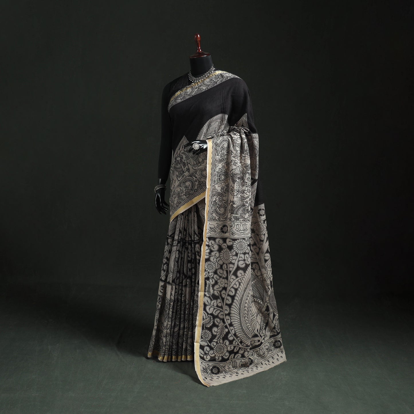 Kota Doria Cotton Printed Kalamkari Saree 16