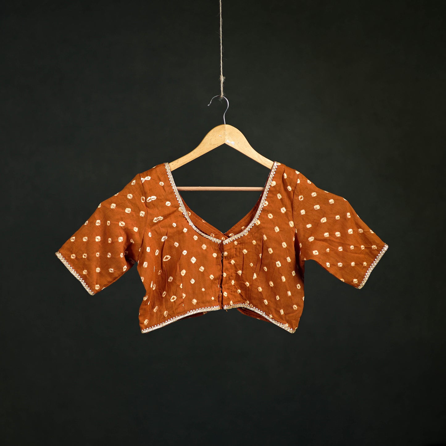 Bandhani Tie-Dye Cotton Readymade Blouse with Gota Work 05