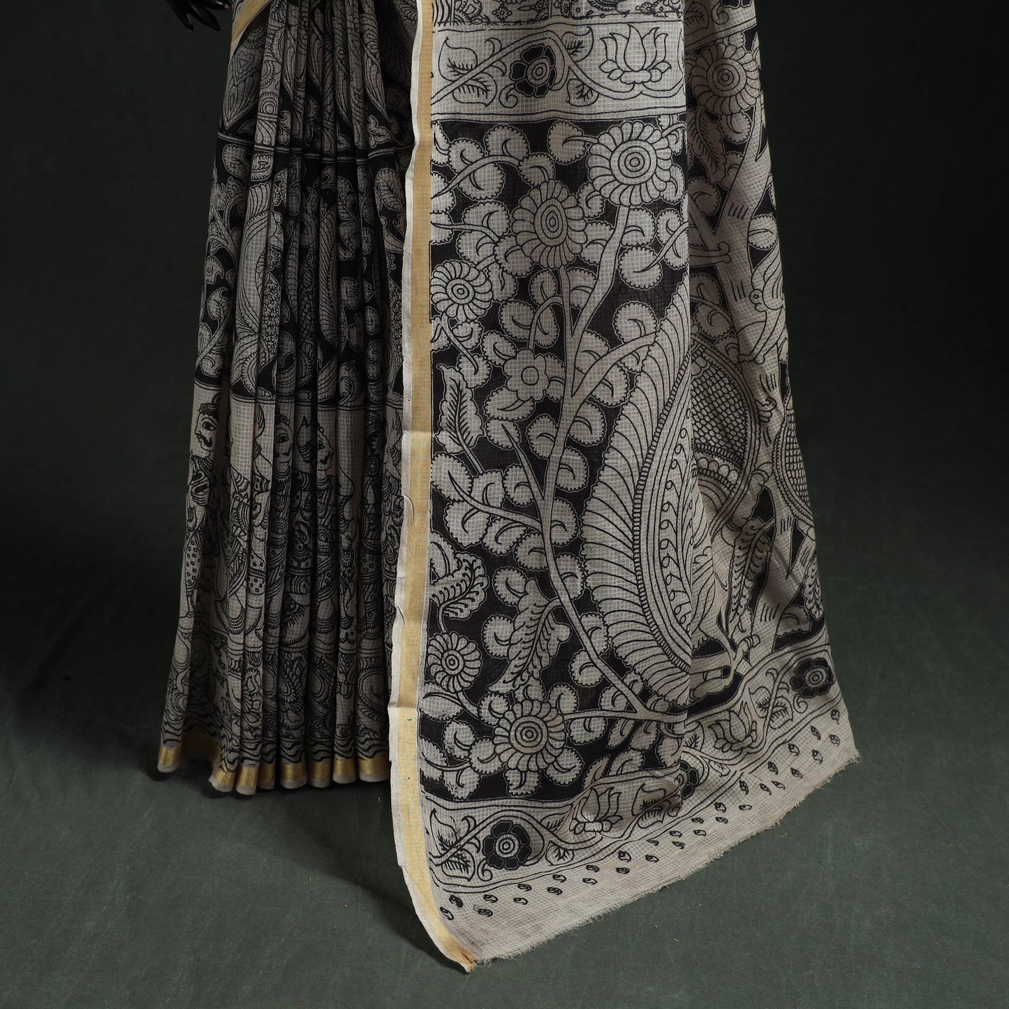 Kota Doria Cotton Printed Kalamkari Saree 16