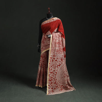 Kota Doria Cotton Printed Kalamkari Saree 17