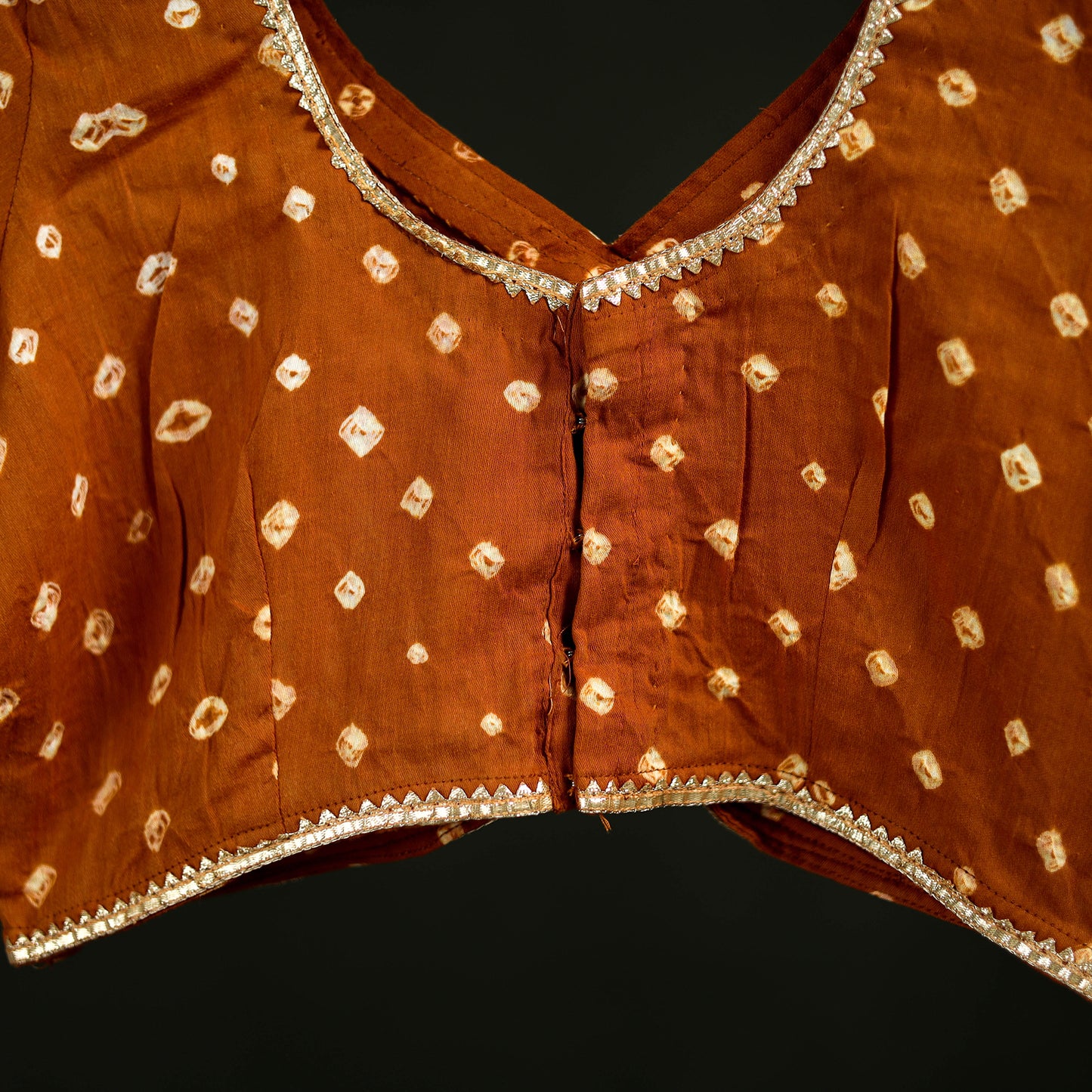 Bandhani Tie-Dye Cotton Readymade Blouse with Gota Work 05