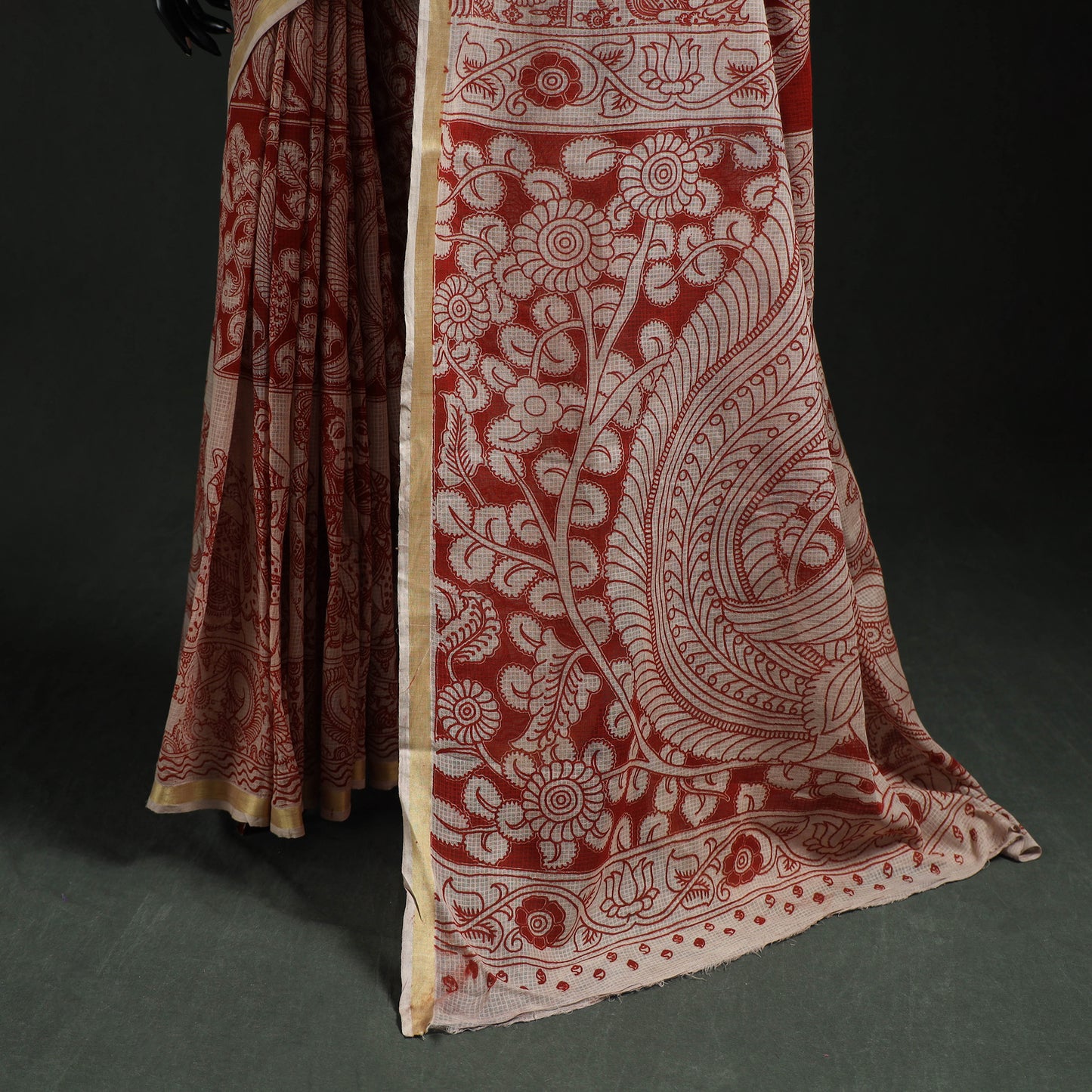 Kota Doria Cotton Printed Kalamkari Saree 17