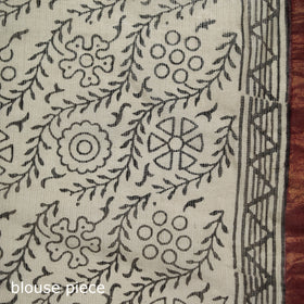 Black - Maroon - Bagru Hand Block Print Kota Doria Cotton Saree 23