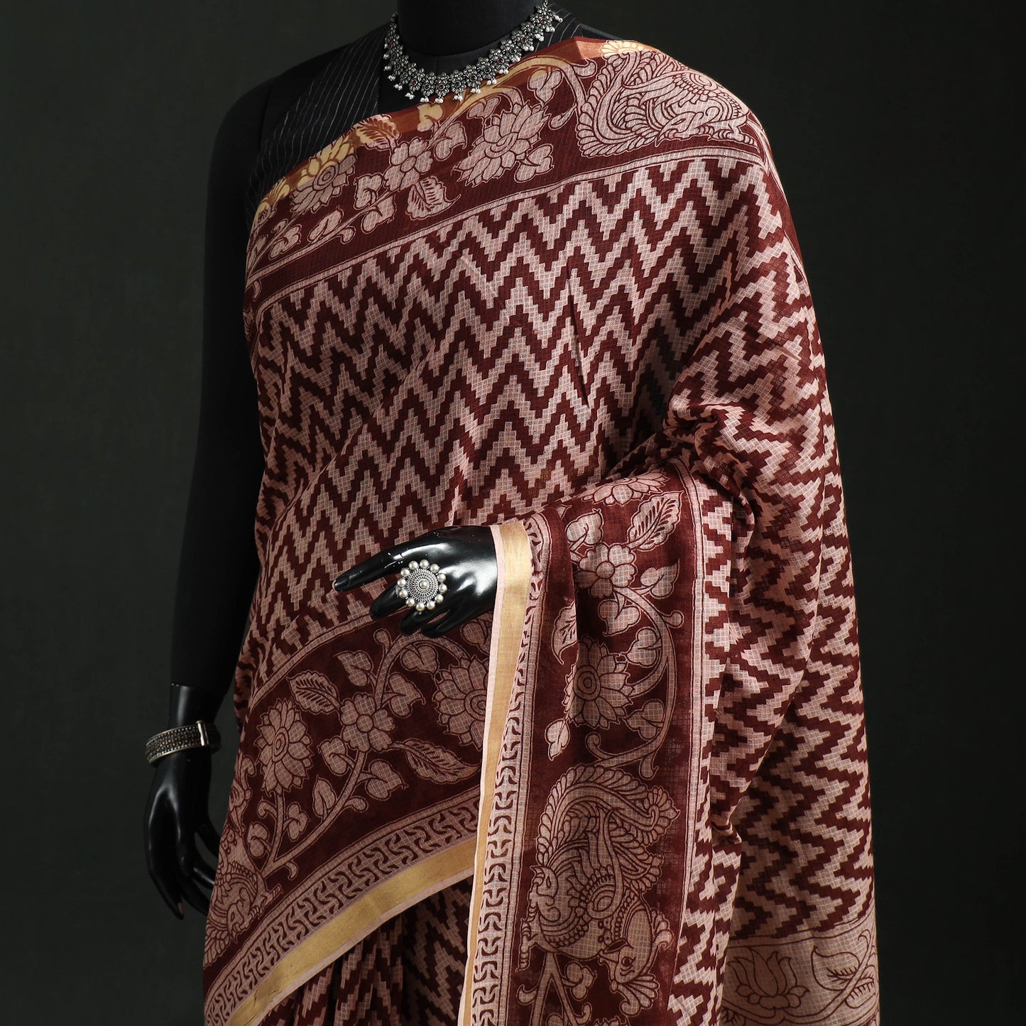 Kota Doria Cotton Printed Kalamkari Saree 18