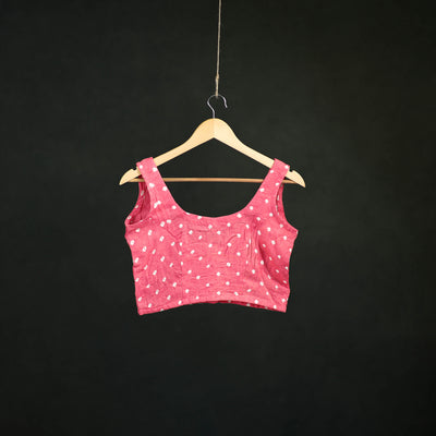 Bandhani Tie-Dye Cotton Sleeveless Readymade Blouse 11