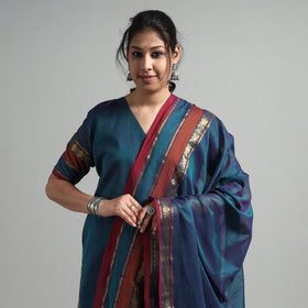 Blue - Dharwad Cotton Kurta with Palazzo & Dupatta Set