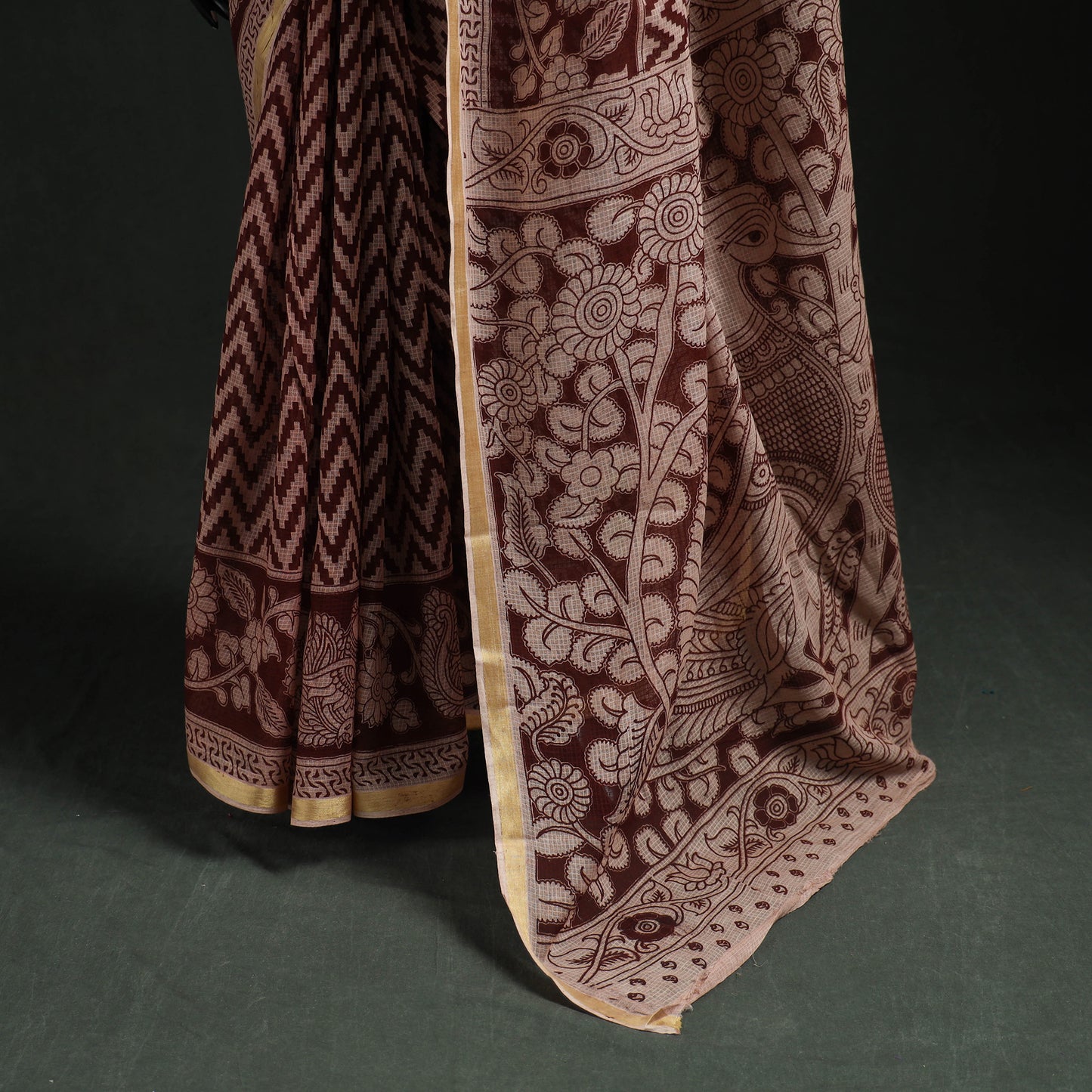 Kota Doria Cotton Printed Kalamkari Saree 18