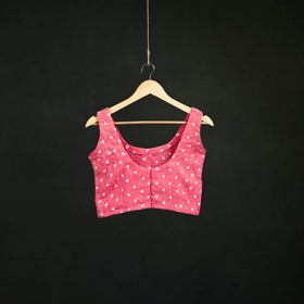 Bandhani Tie-Dye Cotton Sleeveless Readymade Blouse 11